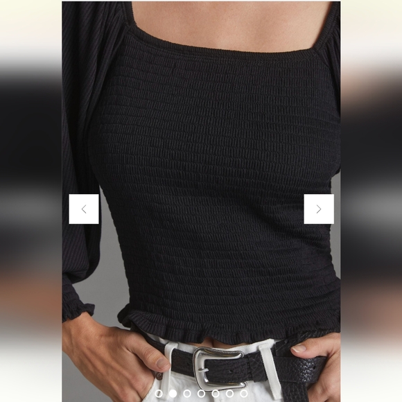 Anthropologie Smocked Puff Sleeve Top Small - Picture 3 of 9